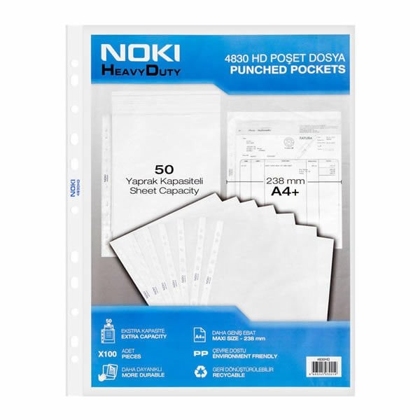 Noki 4830HD A4 100 lü Poşet Dosya