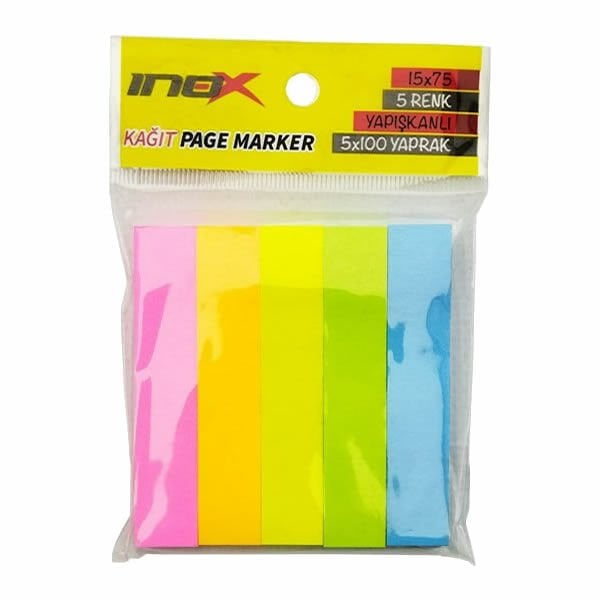 Inox 4662 15x75 100 Sayfa 5 Renk Yapışkanlı Page Marker Not Kağıdı