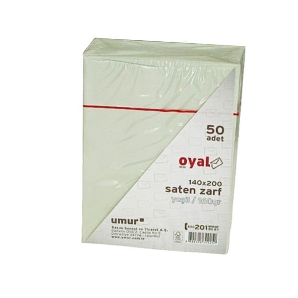 Oyal 14x20 160gr 50li Yeşil Saten Zarf