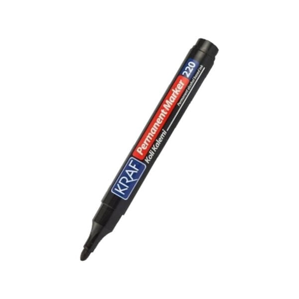 Kraf 220 Yuvarlak Uç siyah Permanent Markör Kalem