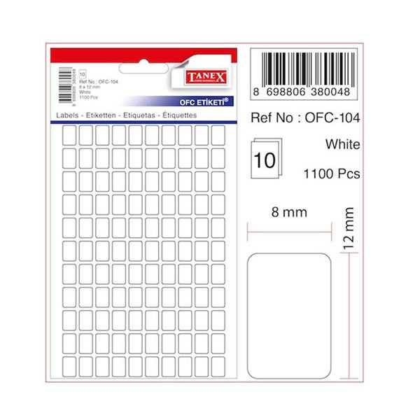 Tanex OFC-104 10 lu Beyaz Ofis Etiketi