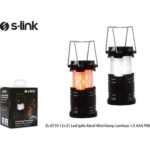 S-LİNK SL-8710 12+21 LED IŞIKLI ALEV GÖRÜNÜMLÜ KAMP LAMBASI