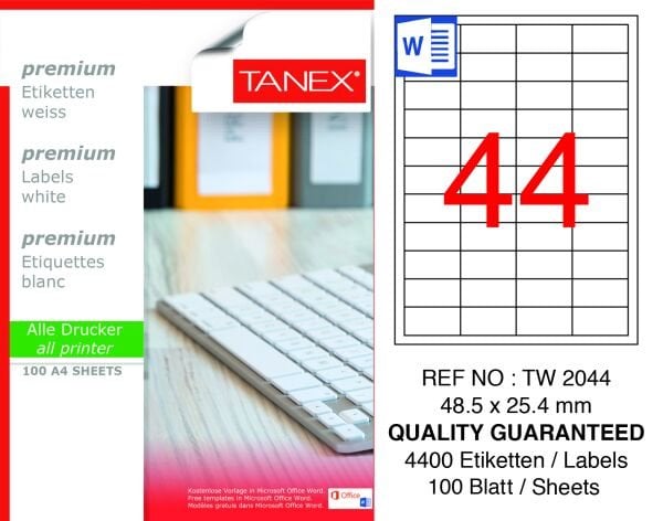 Tanex TW-2044 48,5x25,4mm 100 lü Lazer Etiketi