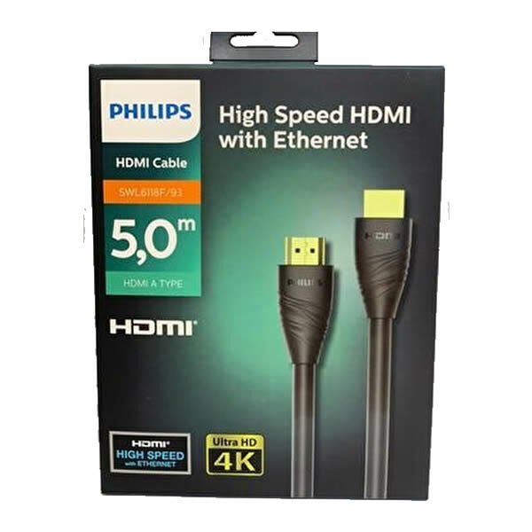 Philips SWL6118/93 4K 5,0 mt Altın Uçlu HDMI Görüntü Kablosu