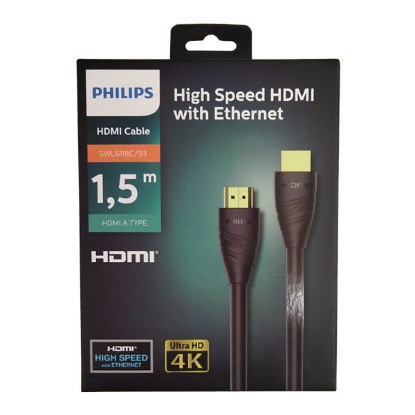 Philips SWL6118C/93 4K 1,5 mt Altın Uçlu HDMI Görüntü Kablosu