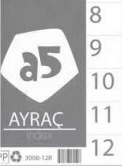 A5 3008-12R 1-12 RENKLİ PP A4 AYRAÇ