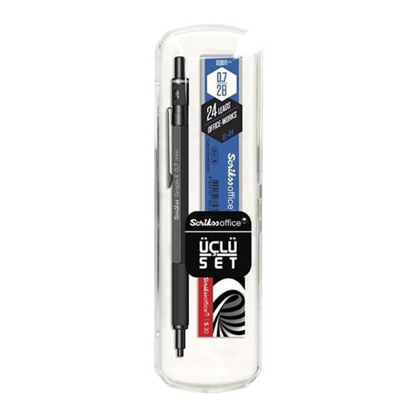 Scrikss Graph-X Metal 0,7 mm 3 lü Mat Siyah Versatil Kalem Set