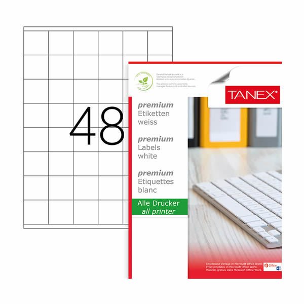 Tanex TW-2137 35x37,1mm 100 lü Lazer Etiket