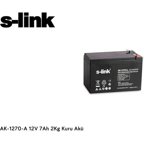 S-Link Ak-1270-A 12V 7Ah Bakımsız Kuru Akü