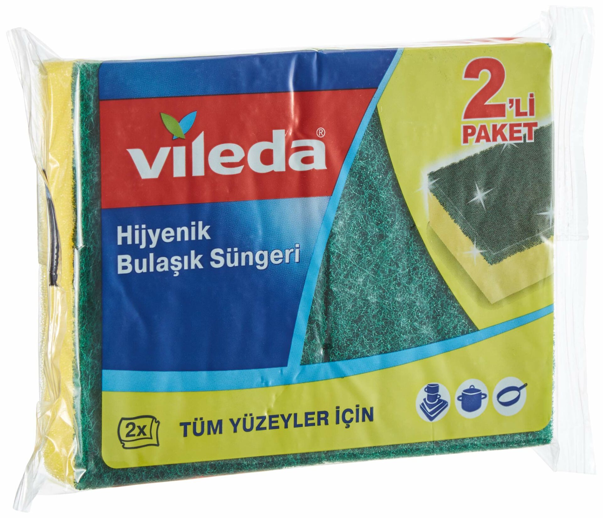 VİLEDA 012 HİJYENİK 2 Lİ OLUKLU BULAŞIK SÜNGERİ