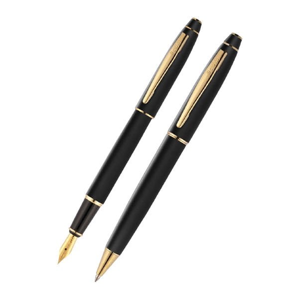Scrikss 35 Mat Siyah Altın Dolma Kalem & Tükenmez Kalem