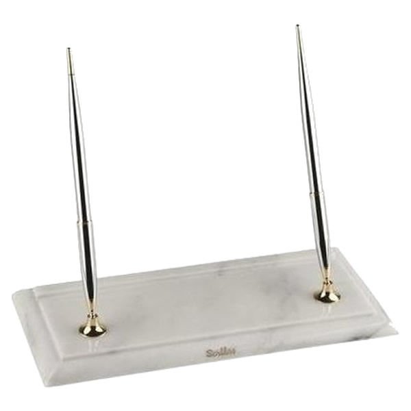 Scrikss Silver Beyaz Mermerli Dolma Kalem & Tükenmez Kalem Masa Seti