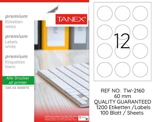 Tanex TW-2160 60 mm 100 lü Lazer Etiket