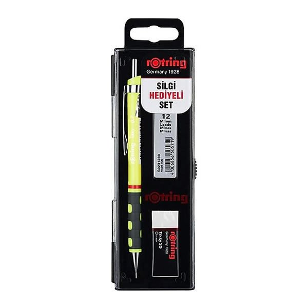 Rotring Tikky 0,7 mm Neon Sarı Okul Mekanik Kurşun Kalem Seti