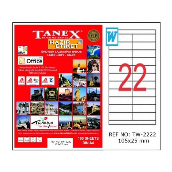 Tanex 105x25 mm Inkjet Lazer Etiket