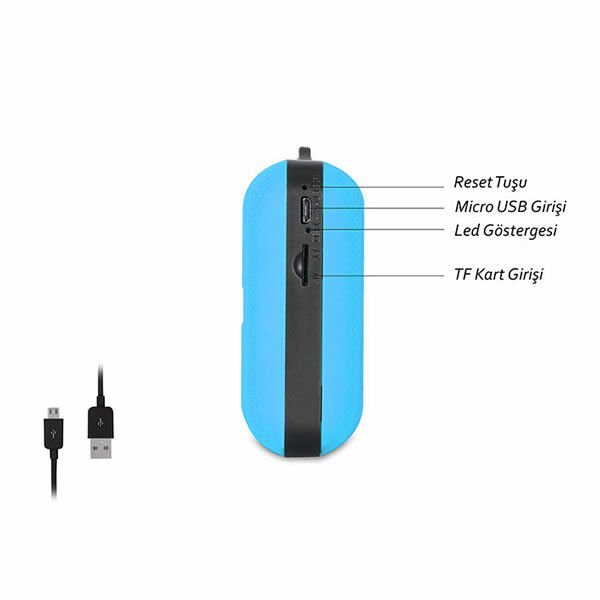 MİKADO MD-22BT MAVİ TF KART FM DESTEKLİ BLUETOOTH HOPARLÖR