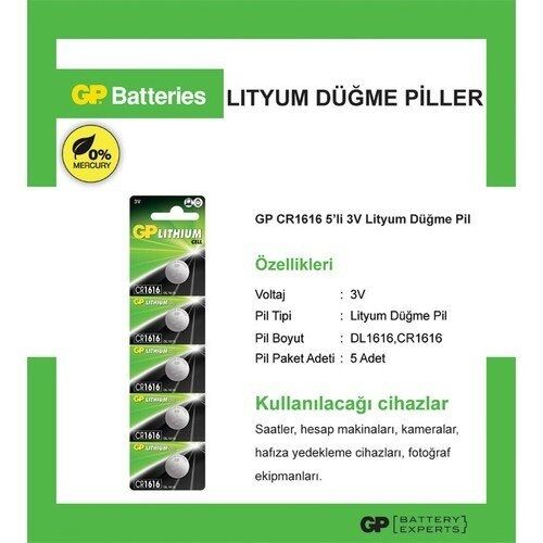GP GPCR1616-C6 3V 5 Lİ LİTYUM KARTELA PİL
