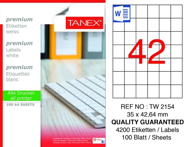 Tanex TW-2154 35x42,64mm 100 lü Lazer Etiket