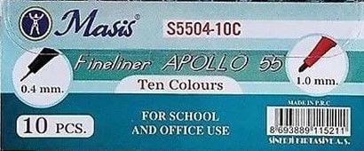 Masis Apollo 55 Çift Uçlu 1.0 mm-0.4 mm Fineliner Keçeli Kalem