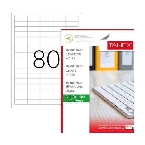 Tanex TW-2180 37x14mm 100 lü Lazer Etiket