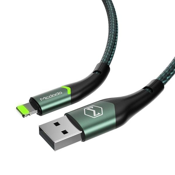 Mcdodo CA-7841 Koyu Yeşil Işıklı Lightning Data Şarj Kablosu