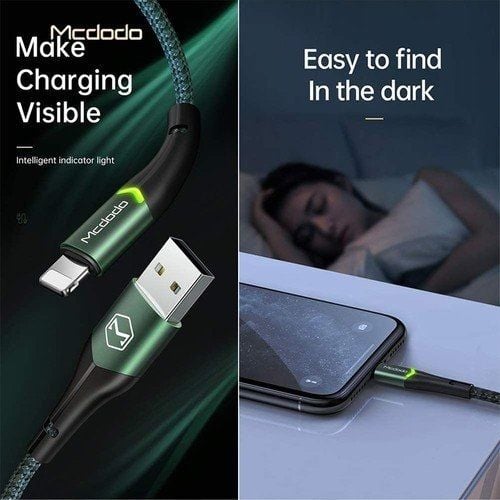 Mcdodo CA-7840 Koyu Siyah Işıklı Data Şarj Kablosu
