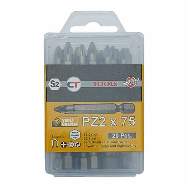 CT Tools CT-48078 PZ2x75 20 li Yüksek Kaliteli Bits Uç