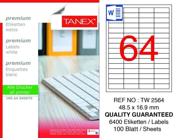 Tanex TW-2564 48,5x16,9mm 100 lü Lazer Etiketi