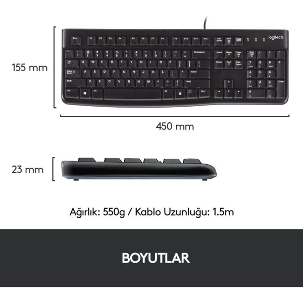 Logitech 920-002505 K120 Siyah Q Türkçe Usb Kablolu Klavye