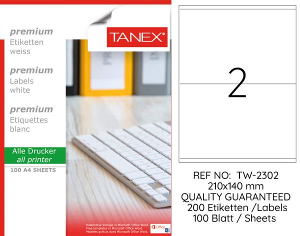 Tanex TW-2302 210x140mm 100 lü Lazer Etiketi