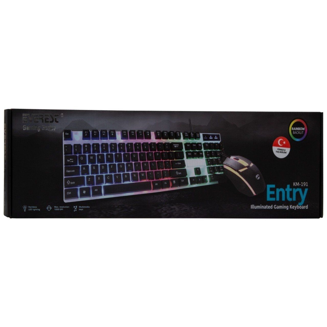 EVEREST KM-191 SİYAH USB GÖKKUŞAĞI GAMİNG KLAVYE MOUSE