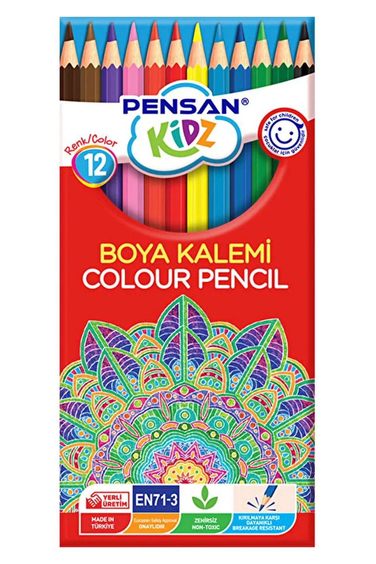 Pensan Kidz Kuru Boya Kalemi 12 Renk Tam Boy