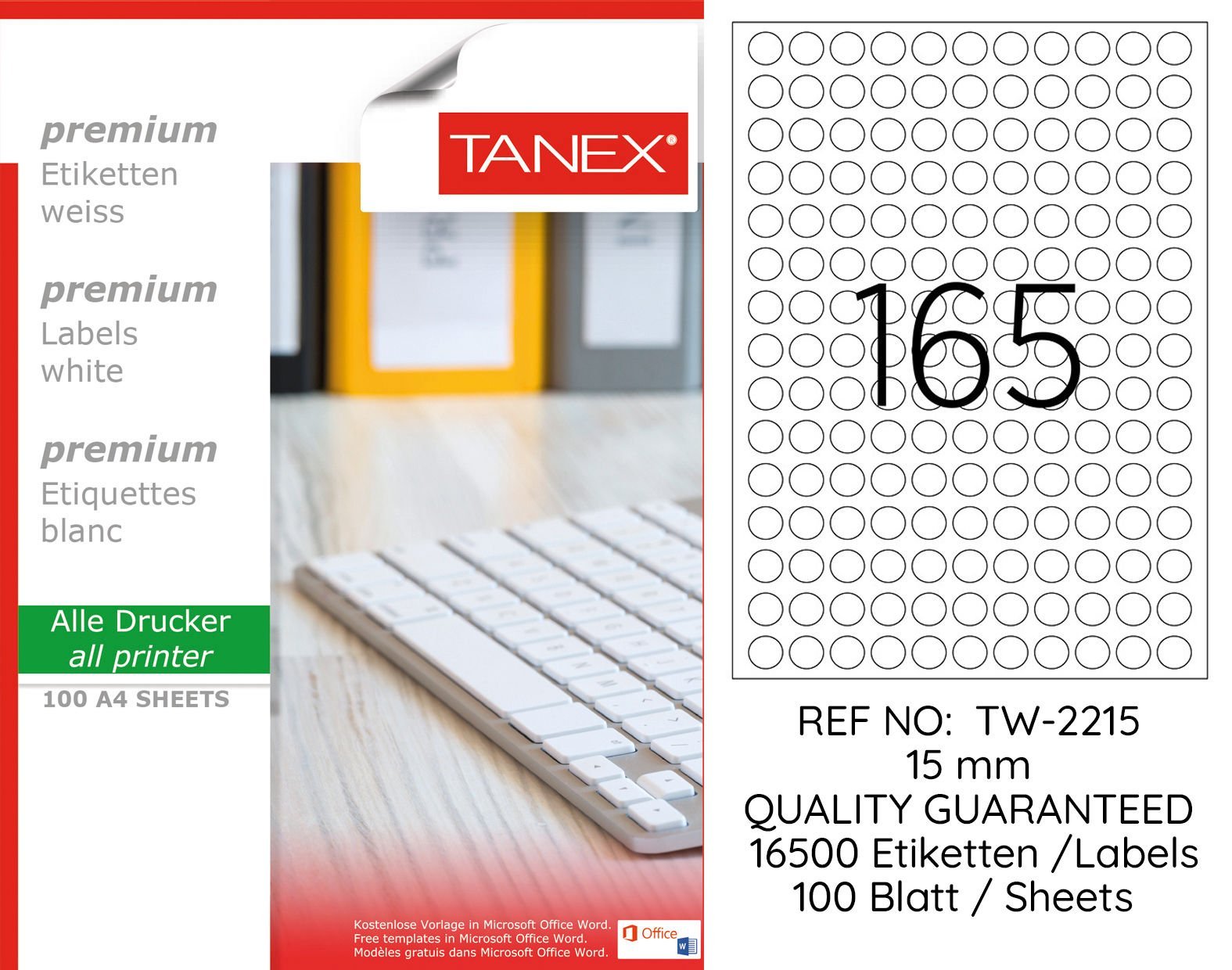 Tanex TW-2215 15 mm 100 lü Lazer Etiketi