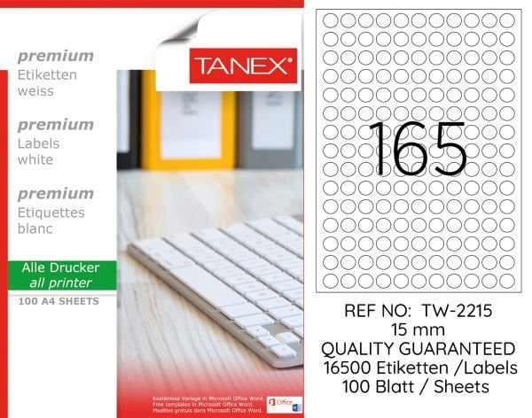 Tanex TW-2215 15 mm 100 lü Lazer Etiketi