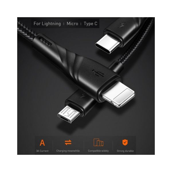 Mcdodo CA-6450 3 in 1 1,2 mt Siyah Data Şarj Kablosu