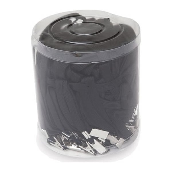 Inox 50 li Siyah Metal Klipsli Yaka Kartı İpi