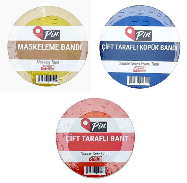 Pin 7640 19 mm x 25 mt Hotmelt Askılı Çift Taraflı Bant