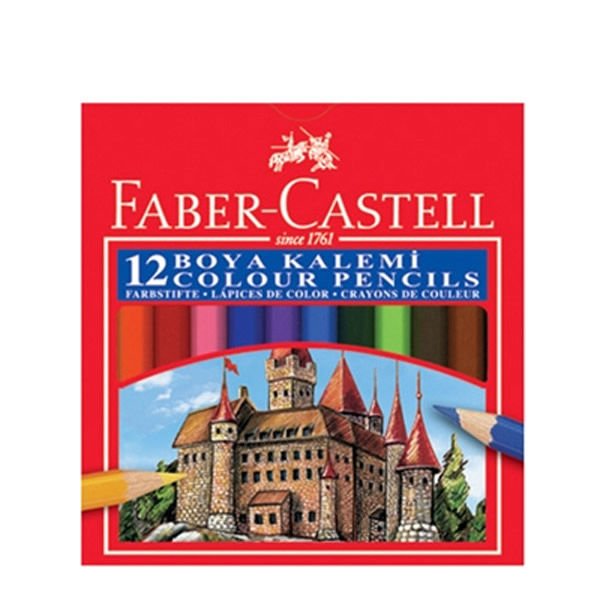 Faber Castell 12 li Karton Yarım Boy Kutu Boya Kalemi