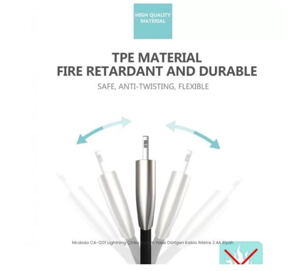 Mcdodo CA-1201 Çinko Alaşım Yassı Dörtgen Şarj Kablosu