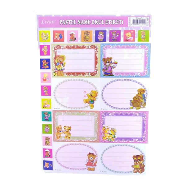Livan Ders Programlı Pastel Okul Etiketi