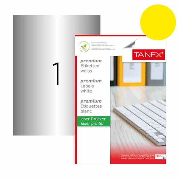 Tanex TW-2000 210x297mm 100 lü Sarı Lazer Etiket