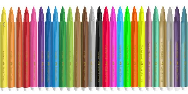 Faber-Castell 24 lü Comfort 6 Neon 6 Metalik12 Klasik Renk Keçeli Kalem