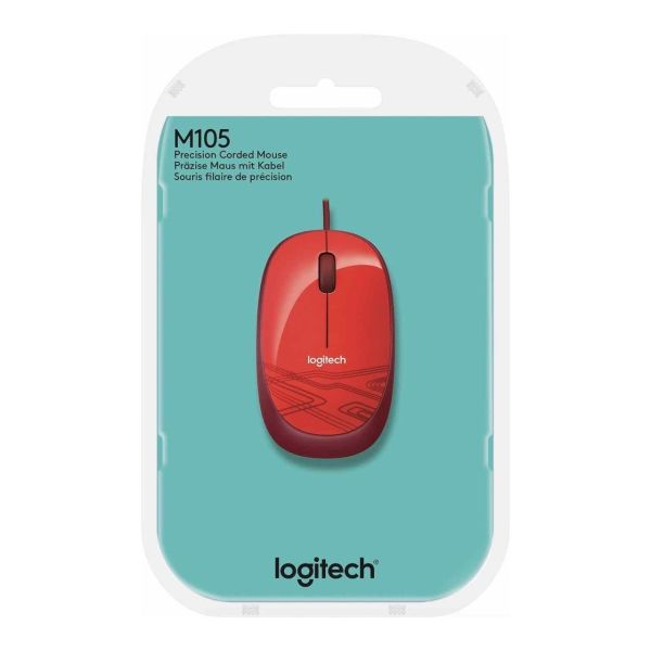Logitech 910-002945 M105 Kırmızı Usb Kablolu Mouse