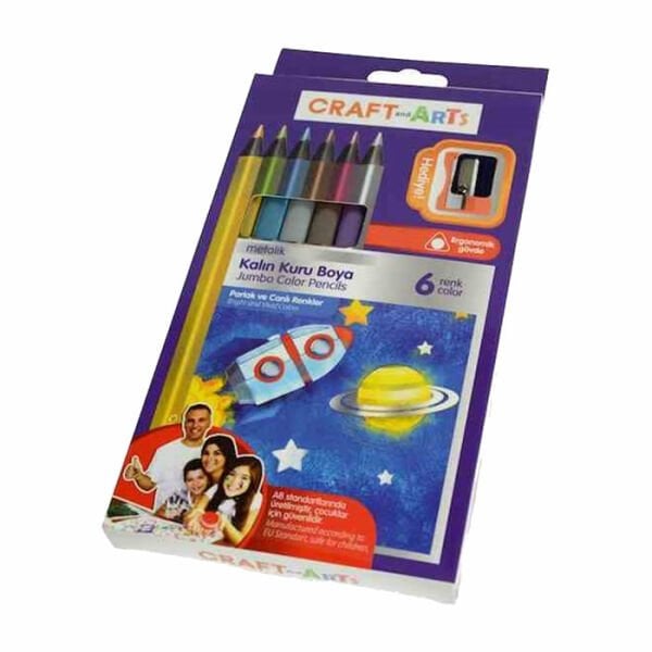 Craft And Arts 6 lı Metalik Jumbo Kuru Boya Kalemi