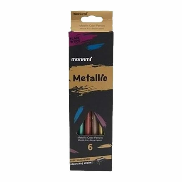Monami 6 lı Metalik Jumbo Kuru Boya Kalemi