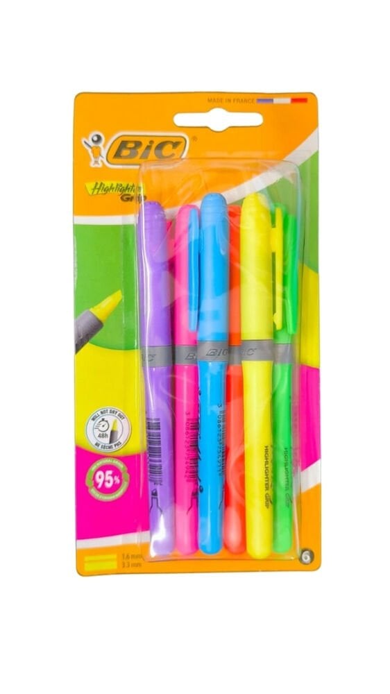 Bic 302796 Highlighter Grip Neon Renkler 6 lı Fosforlu Kalem