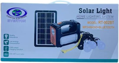 EVERTON RT-902 SOLAR PANELLİ 3 AMPULLÜ USB-SD KART-MP3-RADYO DESTEKLİ SOLAR IŞILDAK FENER