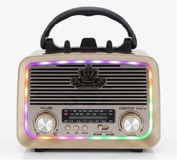 Everton RT-301.m Bluetooth-USB-SD-FM Şarjlı,Solarlı,Ledli, Nostaljik Radyo El Fenerli Radyo