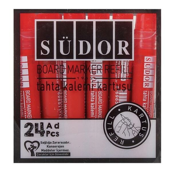 Südor MB01-3 Kırmızı Tahta Kalemi Kartuşu