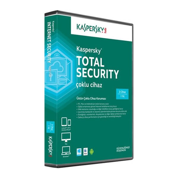 Kaspersky Total Securıty 3 Kullanıcılı 1 Yıl Virüs Programı